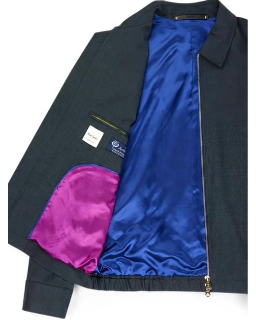 Paul Smith Blue 'Storm System' Wool Harrington Jacket for men