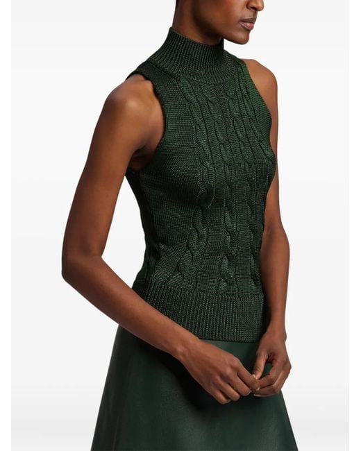 Ralph Lauren Green Pullunder Mit Zopfmuster