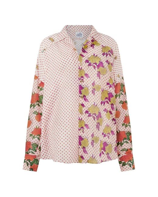 Donde Esteban Pink Floral-Print Cotton Shirt