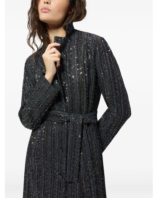 Missoni Black Sequin-Embellished Belted Coat