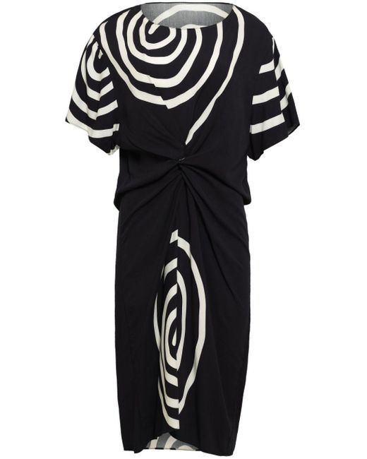 UMA | Raquel Davidowicz Black Spiral-print Midi Dress