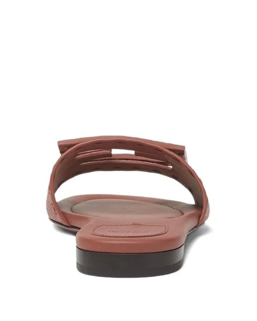 Fendi Brown Baguette Leather Sandals