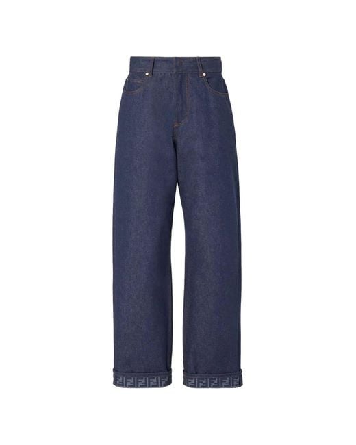 Fendi Blue Ff Reverse Denim Jeans