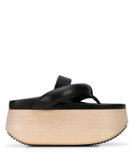 Jil Sander Black Leather Platform Sandals