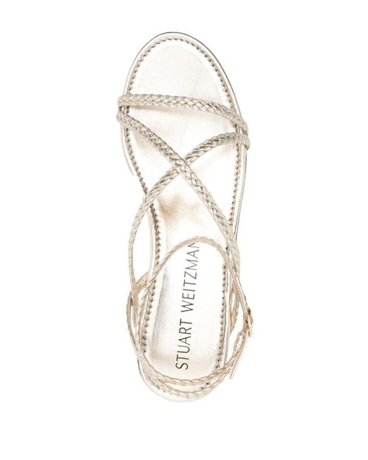 Stuart Weitzman Metallic 75Mm Wovette Wedge Sandals