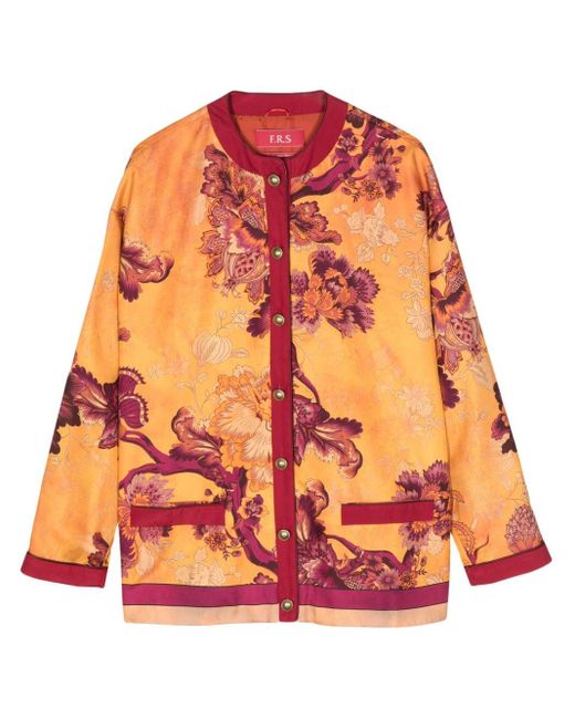 F.R.S For Restless Sleepers Orange Graphic-print Silk Jacket