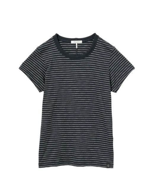 Rag & Bone Black T-Shirt The Slub À Rayures