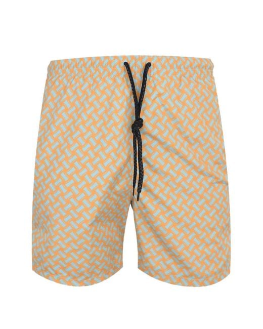 Drumohr Natural Geometric-Print Drawstring Shorts for men