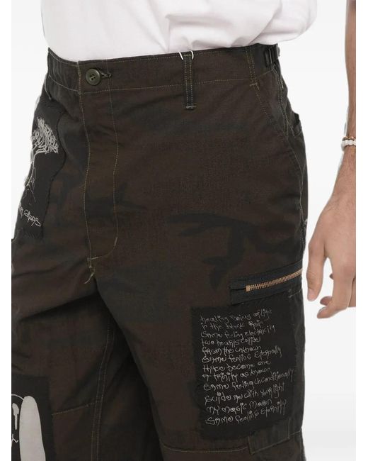 WESTFALL Black Camouflage-Print Patch-Detail Cargo Pants for men