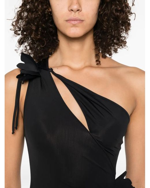 Coperni Black Asymmetric Flower Gown