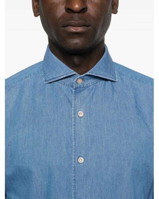 Luigi Borrelli Napoli Blue Long-Sleeve Shirt for men