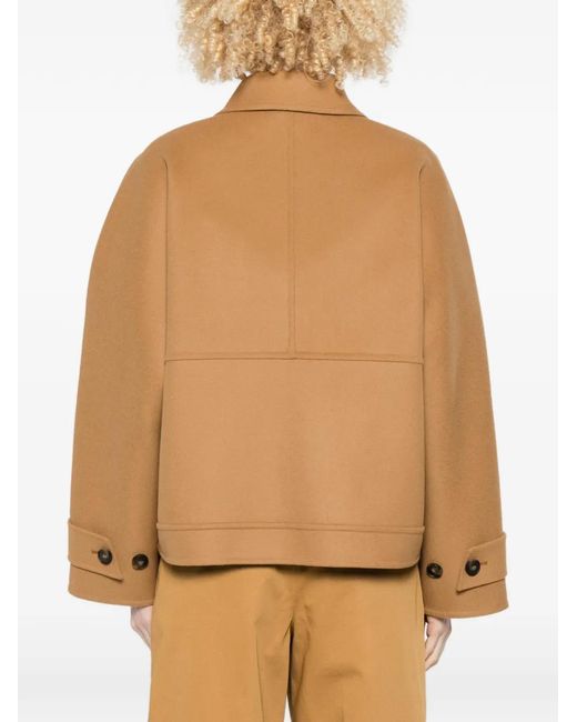 Closed Natural Flap-Pocket Buttoned Jacket