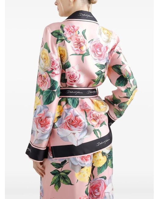 Dolce & Gabbana Red Floral-Print Shirt