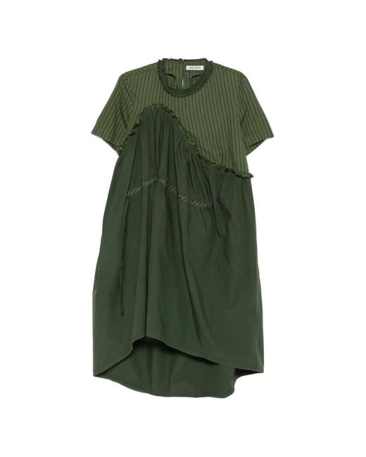 Henrik Vibskov Green Bon Chalant Striped Ruffled Dress