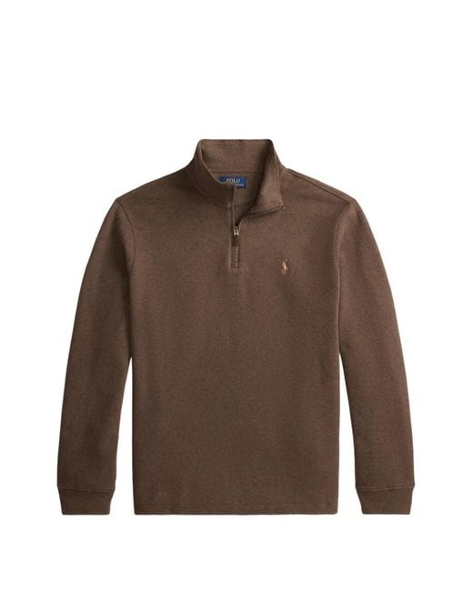 Polo Ralph Lauren Brown Estate-Rib Quarter-Zip Sweater for men