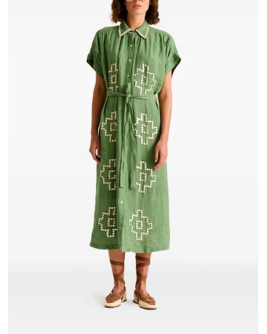 Carolina K Green Embellished Collared Dress