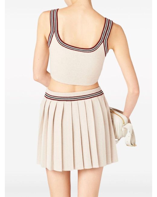 Miu Miu Natural Neutral Cashmere Pleated Skirt - Women's - Cashmere