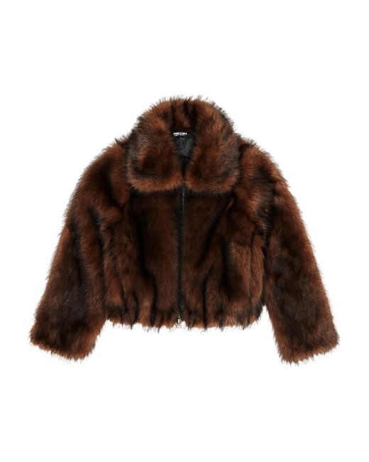 Bimba Y Lola Brown Zip-Up Coat