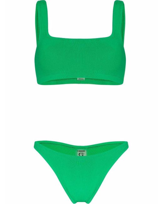 Hunza G Helena Square-neck Bikini Set in Green - Lyst