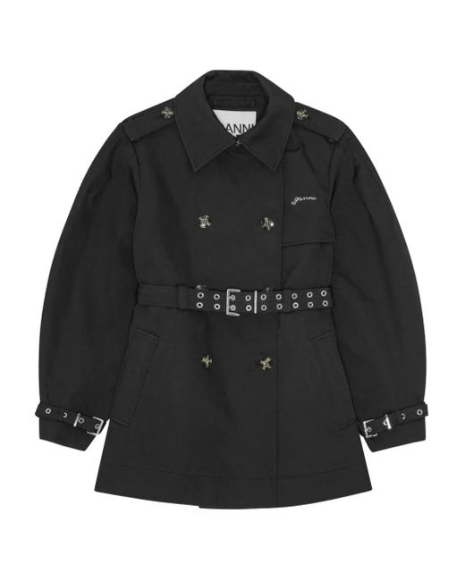 Trench À Manches Bouffantes Ganni en coloris Black