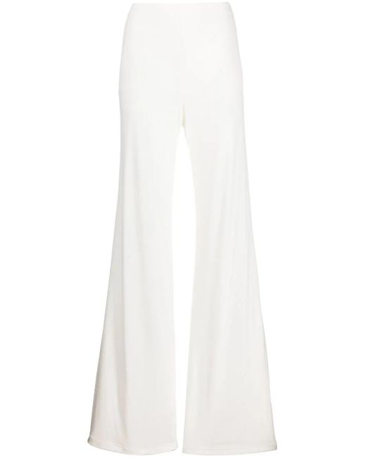 Alberta Ferretti White High-Waisted Flared Trousers