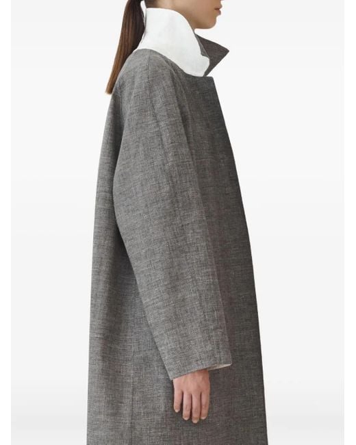 Fabiana Filippi Gray Contrast-Panel Long-Sleeve Coat