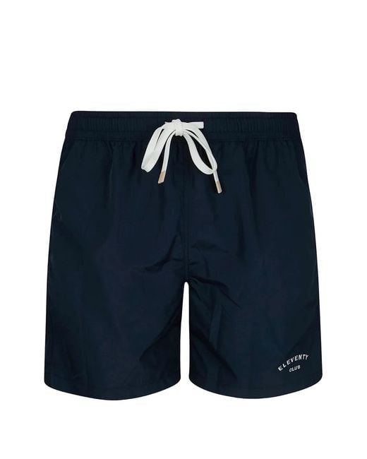 Eleventy Blue Drawstring-Fastening Swim Shorts for men