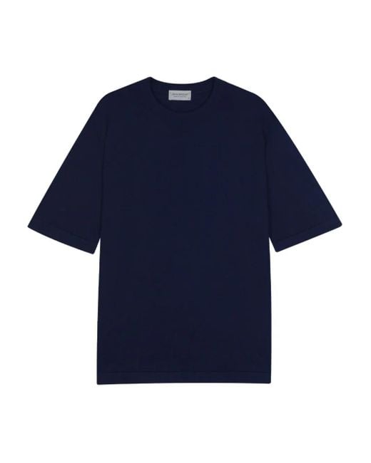 John Smedley Blue Round-Neck Short-Sleeve T-Shirt for men