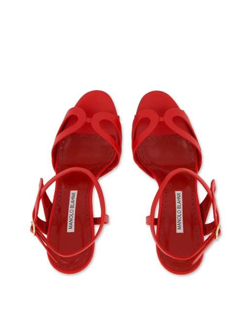 Manolo Blahnik Red 90Mm Elfajrsan Sandals