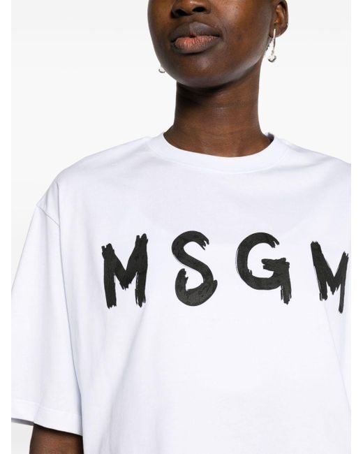 MSGM T-shirt Met Logoprint in het White