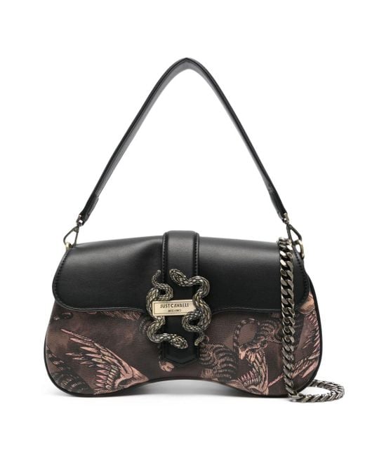Just Cavalli Black Tiger-print Shoulder Bag