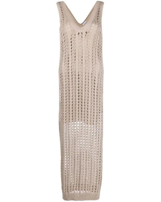 Robe En Maille Ajourée À Coupe Longue Brunello Cucinelli en coloris Natural