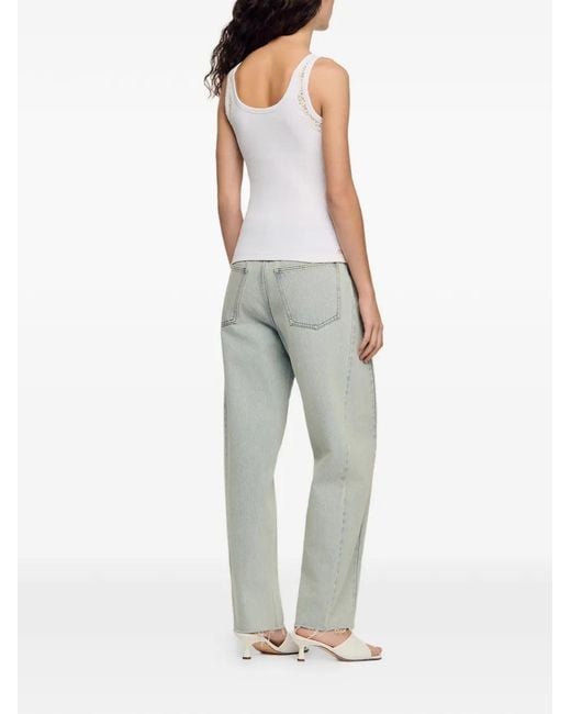 Sandro White Vest Top With Lace Detail