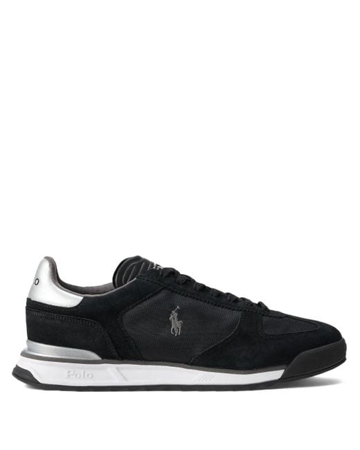 Polo Ralph Lauren Black Suede Panelled Sneakers for men