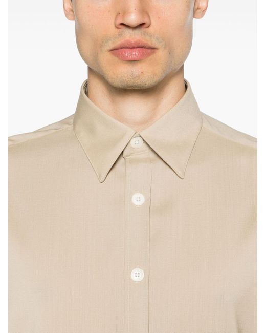 Costumein Natural Short-sleeve Lightweight-wool Shirt for men