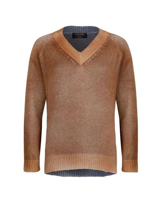 Gran Sasso Brown V-Neck Sweater