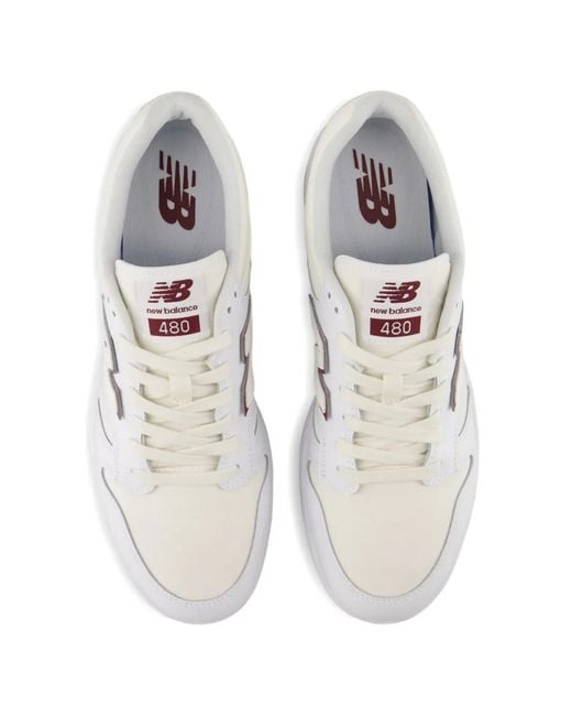 New Balance White 480P Sneakers