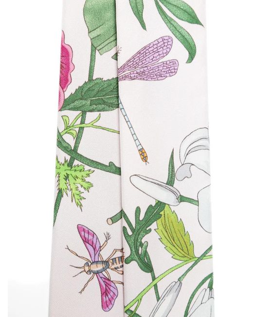 Gucci White Floral-Pattern Scarf