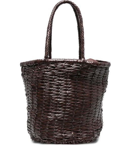 Dragon Diffusion Black Woven-Leather Bucket Bag