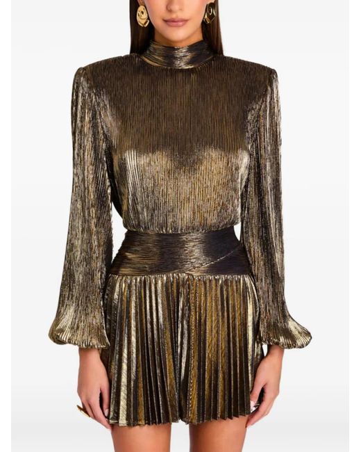 retroféte Brown Freja Pleated Mini Dress