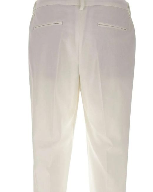 Devore White Pleated Cuff Trousers for men
