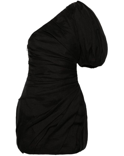 Robe courte froncée à une épaule Chloé en coloris Black