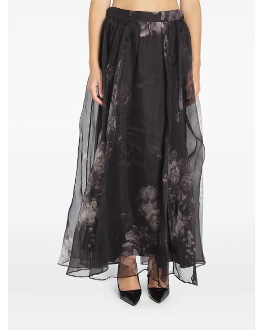 Gonna Midi A Fiori di Zimmermann in Black