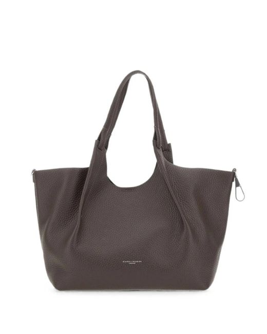 Gianni Chiarini Brown Large Dua Hammered Leather Tote Bag