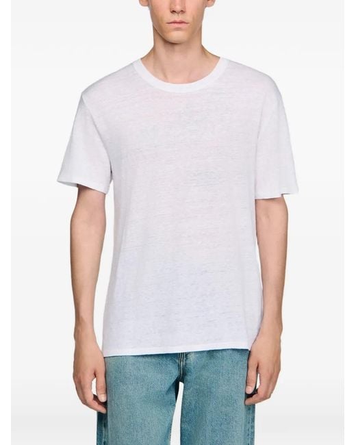 Sandro White Certified Linen T-Shirt for men