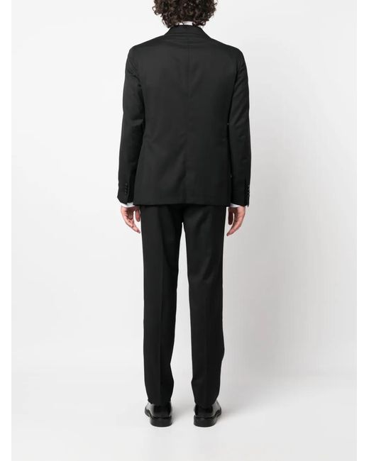Tagliatore Black Single-Breasted Virgin-Wool Suit for men