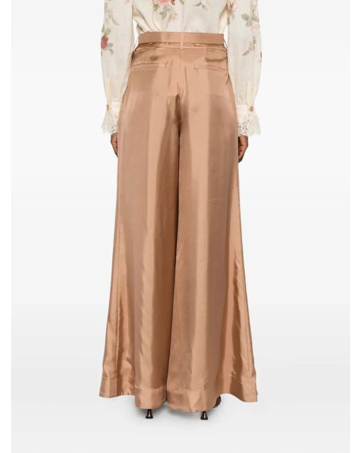 Pantaloni Plissé Con Cintura di Zimmermann in Natural