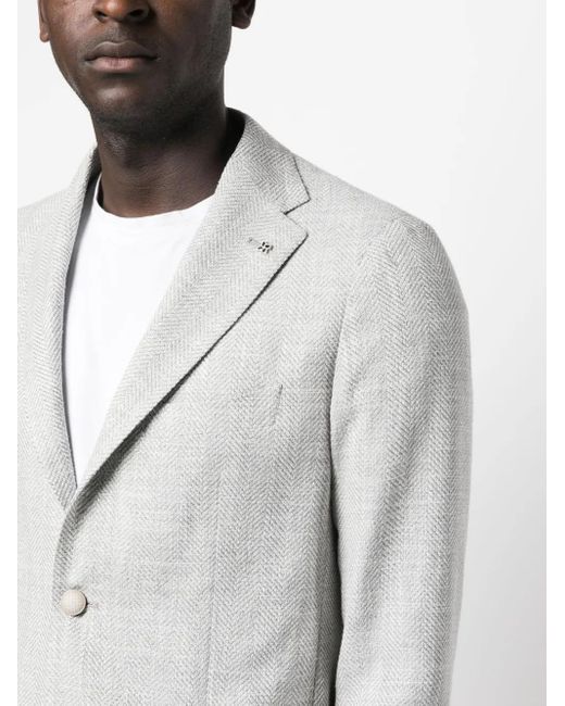 Tagliatore Gray Tailored Herringbone Jacket for men