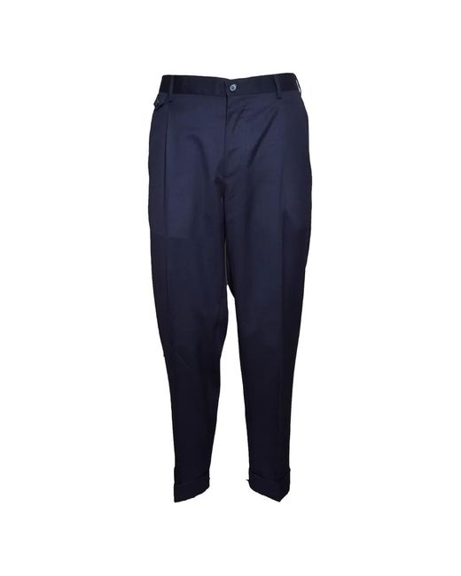 Brando Blue Pleated Turn-Up Trousers for men