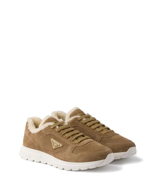 Prada Brown Prax Suede Sneakers for men